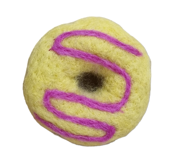Felt Sweets & Treats - Doughnut - Yellow with Pink Drizzle