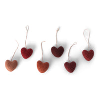 Gry & Sif - Handcrafted Felt Christmas Ornaments - Pink Mini Hearts 6pk