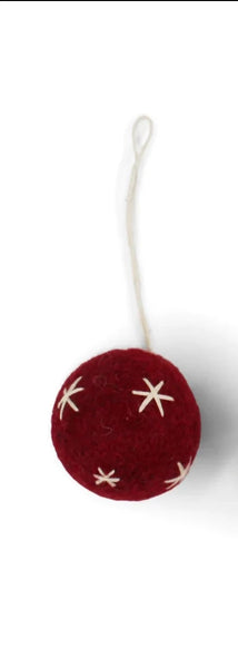 Gry & Sif - Handcrafted Felt Christmas Ornaments - Bauble with Stars