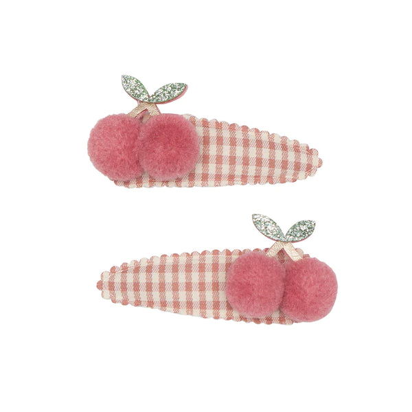 Mimi & Lula - Hair Clip Pack - Gingham Cherry Clips