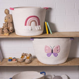 Cotton Rope Embroidered Hampers - Butterfly
