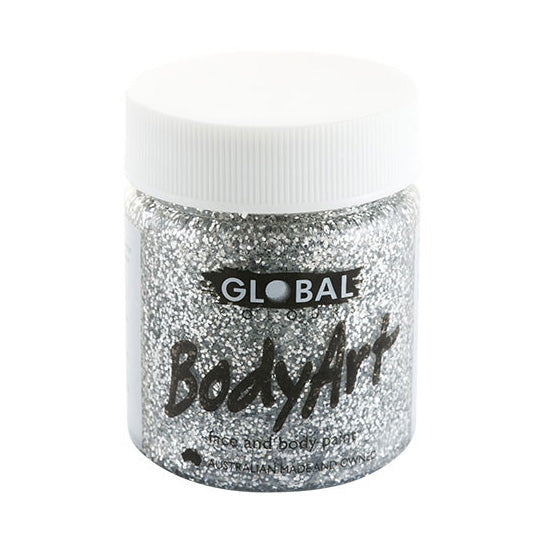 Global Colours - Liquid Face Paint - Silver Glitter 45ml