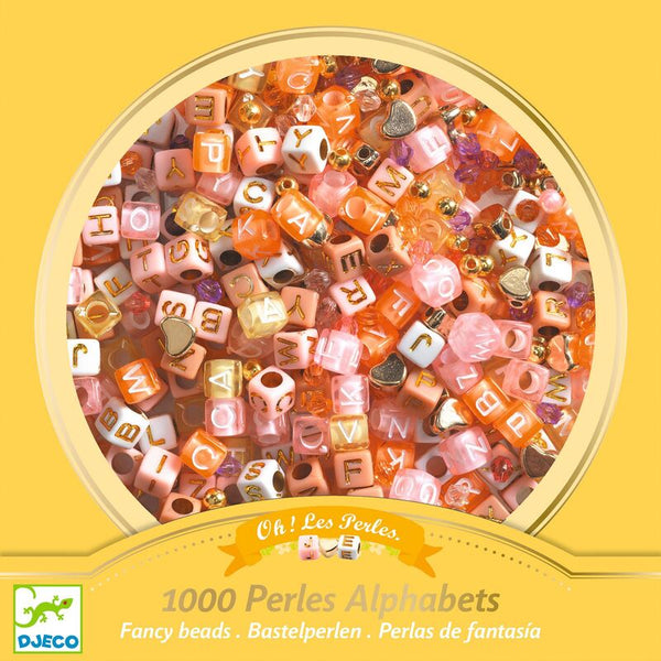 Djeco - 1000 Alphabet Beads - Pinks & Golds