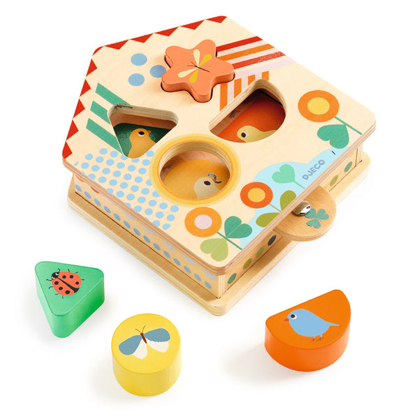 Djeco - Cachaboom Shape Sorter Puzzle with Sliding Tab