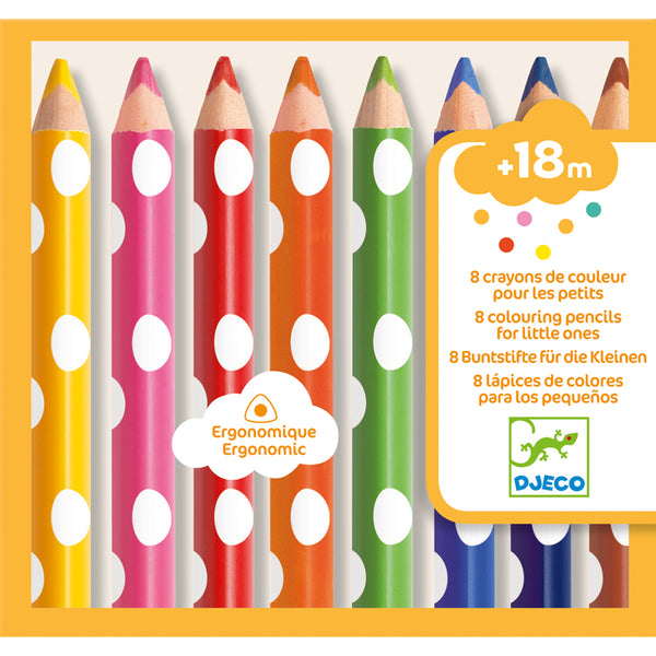 Djeco - 8 Chunky Triangular Colour Pencils