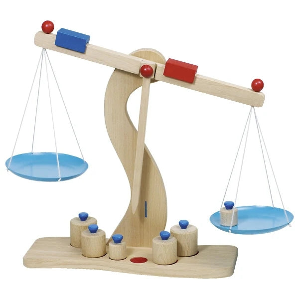 Goki - Wooden Weighing Scale with Metal Dishes