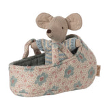 Maileg - Baby Mouse in Carry Cot - Blue