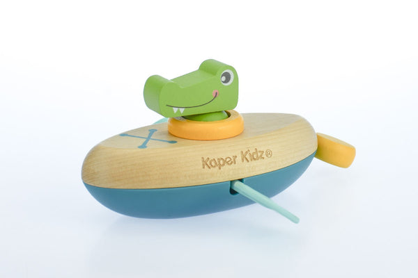 Wooden Paddle Boat Bath Toy - Crocodile