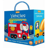 Sassi 3D Puzzle and Book Set - Learn Shapes Vehicles, 40 pcs