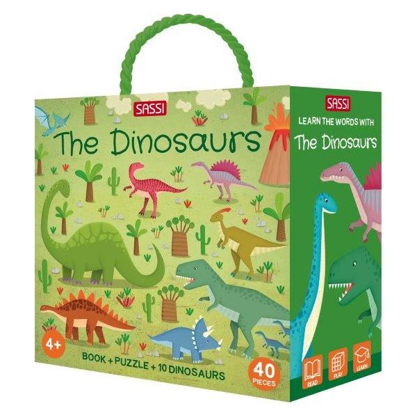 Sassi 3D Puzzle and Book Set - Dinosaurs, 40 pcs