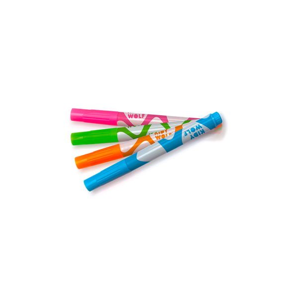 Kidywolf - Kidydraw Markers - Green, Pink, Light Blue & Orange