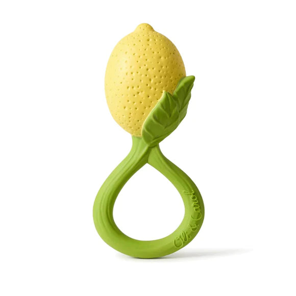 Oli & Carol - Natural Rubber Teether & Rattle - Lemon