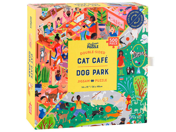 Double-Sided Jigsaw Puzzle - Cat Cafe & Dog Park- 500 pc