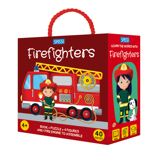 Sassi 3D Puzzle and Book Set - Firefighters, 40 pcs