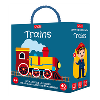 Sassi 3D Puzzle and Book Set - Trains 40 pcs