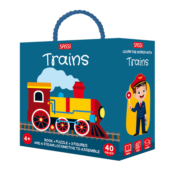 Sassi 3D Puzzle and Book Set - Trains 40 pcs