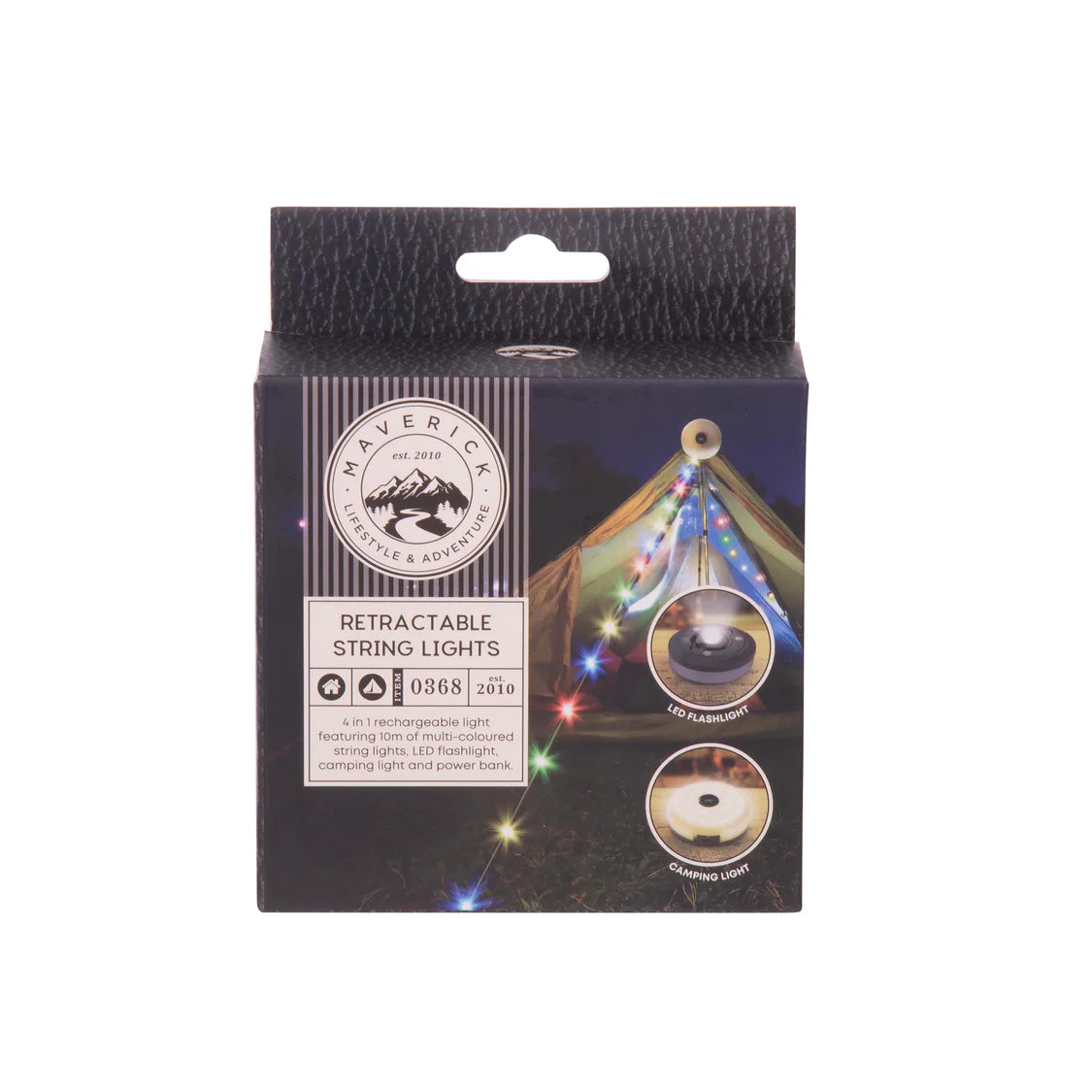 Maverick - Retractable & Rechargeable String Lights - 10m Rainbow – The ...