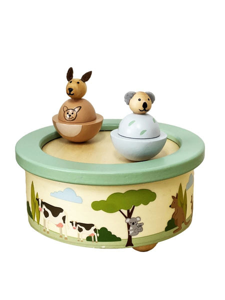 Wooden Kangaroo & Koala Music Box