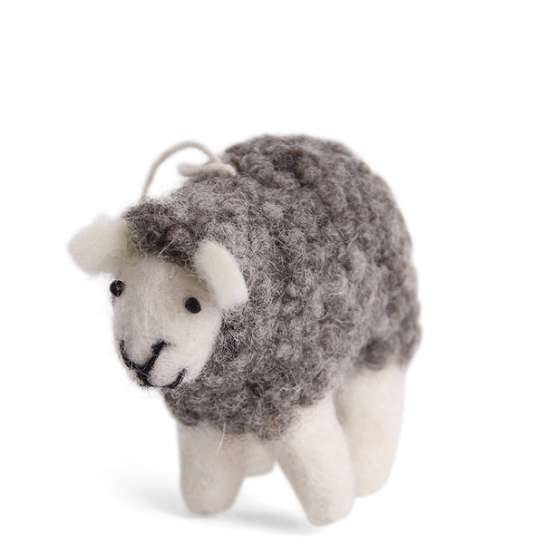 Gry & Sif - Handcrafted Felt Animals - Fluffy Grey Sheep
