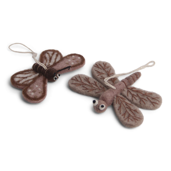Gry & Sif - Handcrafted Felt Animals - Dragonfly & Butterfly Duo