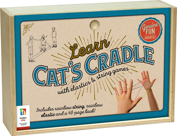Retro Wooden Box: Cat's Cradle, Elastics & Other String Games