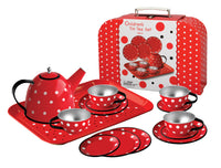 Red Polka Dot Tin Tea Set