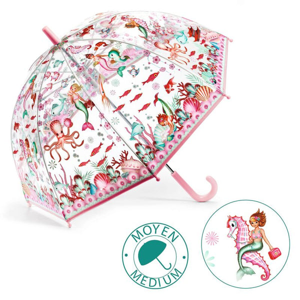 Djeco - Transparent PVC Children's Umbrella - Mermaids