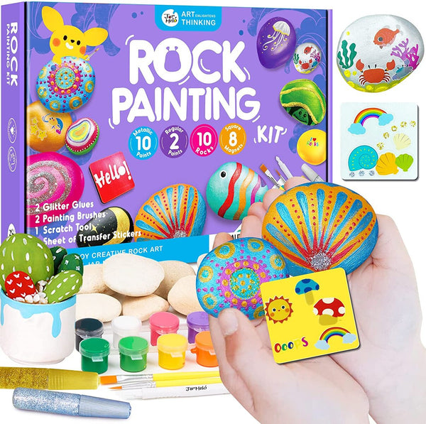Jar Melo - Rock Painting Kit with Metallic Paints & Glitter Glue
