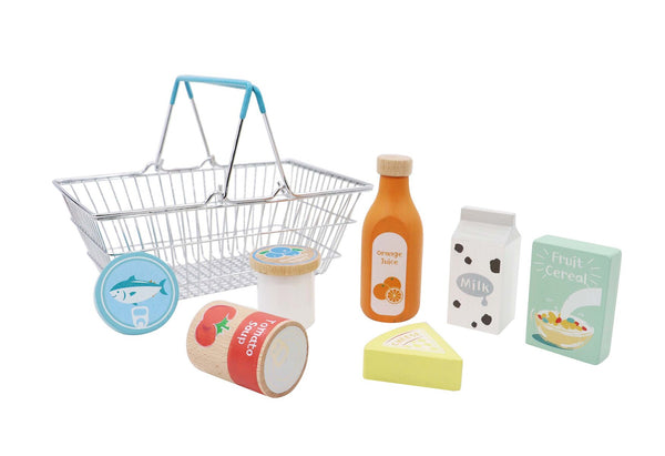 Wooden toy cheap shopping basket