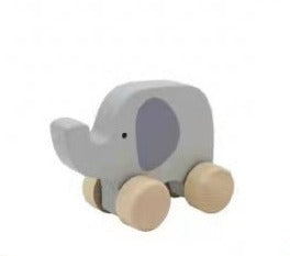Wooden Baby Wheelie Car - Elephant